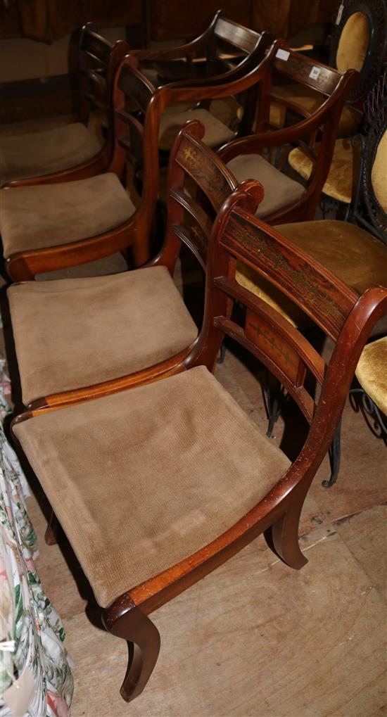 6 brass inlaid dining chairs (4 + 2)(-)